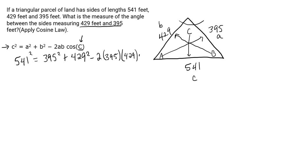 solved-if-a-triangular-parcel-of-land-has-sides-of-lengths-541-feet