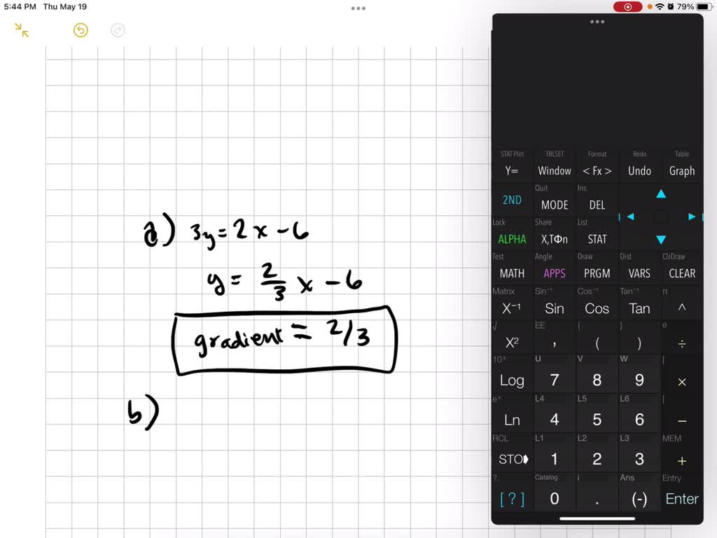 find the gradient of the line with equation 3y 2x 6