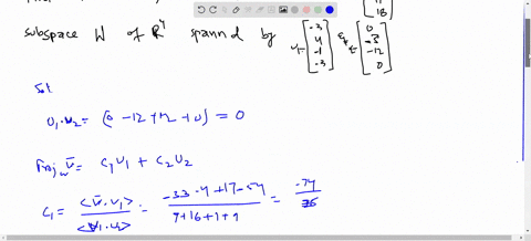1-point-find-the-orthogonal-projection-of-11-1-v-17-18-onto-the-subspace-w-of-r4-spanned-by-3-4-3-12-0-and-1-3-projwv-95968