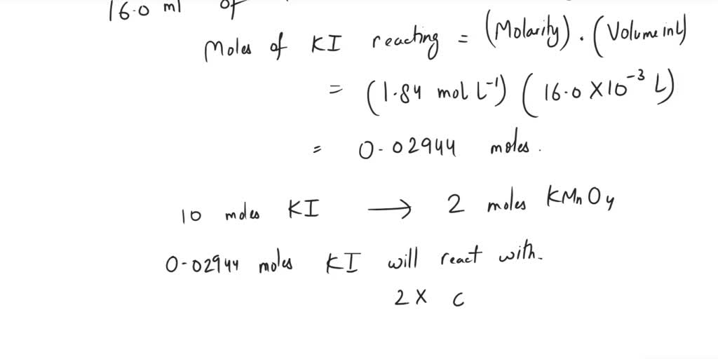SOLVED The concentration of a potassium permanganate (KMnO4) solution