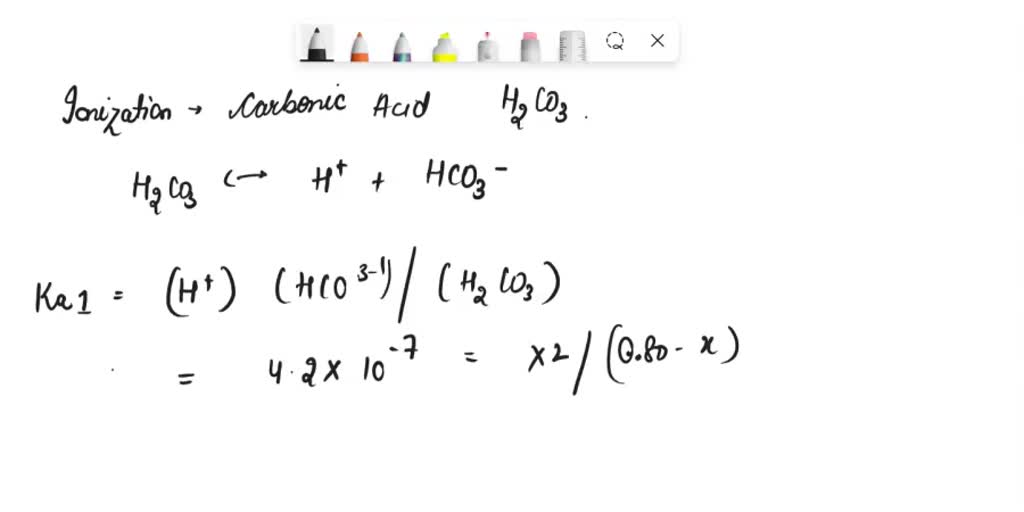 Carbonic acid, H2CO3, is a diprotic acid with Ka1 = 4.2 x 10-7 and Ka2