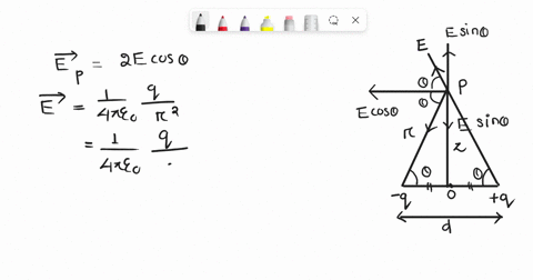 find-the-electric-field-magnitude-and-direction-a-distance-z-above-themidpoint-between-equal-and-opposite-charges-q-a-distance-d-apart-the-charge-at-x-d2-is-q-98757
