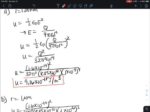 assume-that-a-stationary-electron-is-a-point-of-charge-what-is-the-energy-density-u-of-its-electric-42541