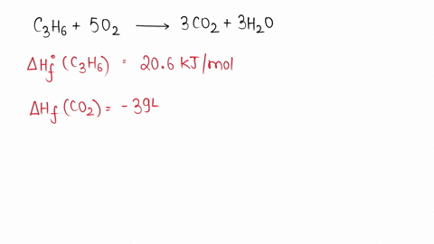 the-standard-enthalpy-of-formation-of-propene-c3h6-is-206-kj-mol-1-the-heats-of-formation-of-co2-g-and-h2o-l-are-394-kj-mol-1-and-2858-kj-mol-1-calculate-the-heat-of-combustion-of-one-mole-o-04466