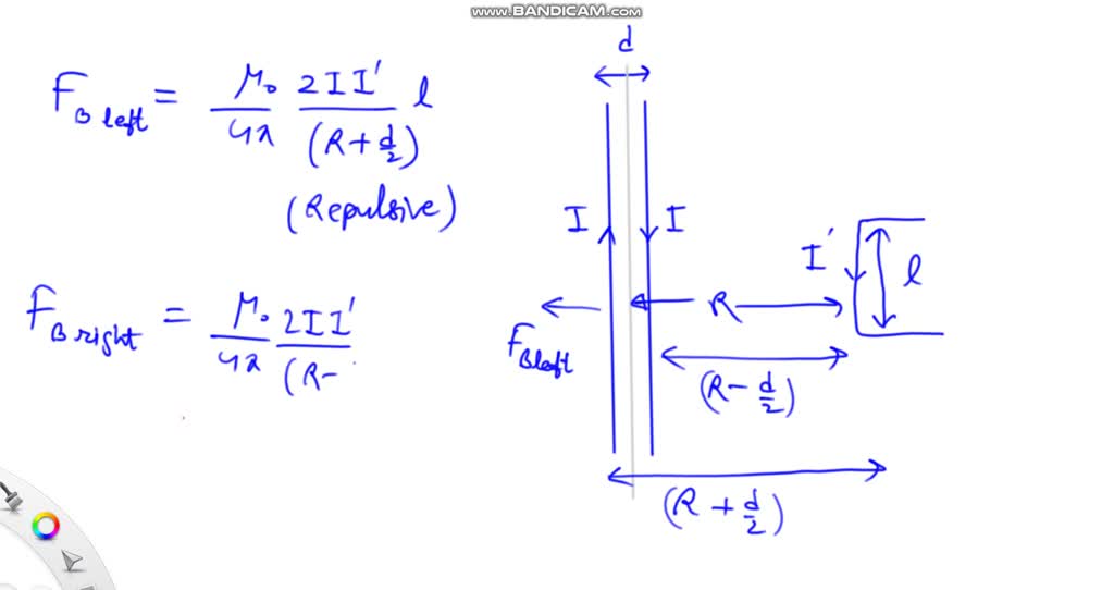 Two long parallel wires are separated by distance d and carry current I