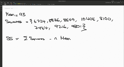 consider-a-data-set-containing-the-following-values-82-94-93-102-90-88-96-99-the-mean-of-the-given-values-is-93-the-squares-of-the-scores-have-been-calculated-as-follows-6724-8836-8649-10404-8100-7744