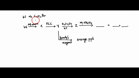 aromatic-compound-w-c7h7br-reacts-with-aqueous-naoh-to-produce-x-oxidation-of-x-by-pcc-yields-y-z-is-formed-when-y-is-oxidized-by-acidified-k2cr2o7-solution-y-forms-an-orange-precipitate-wit-94818
