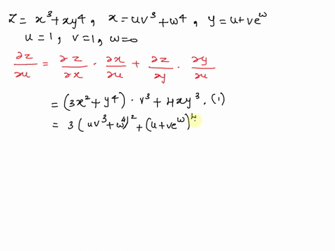 use-the-chain-rule-to-find-the-indicated-partial-derivatives_-2-x-xy4-x-uv-w4-y-u-vew-2z-dz-8z-when-u-1-v-15-w-0-dv-dw-oz-du-51-dv-dz-dw-32-25304