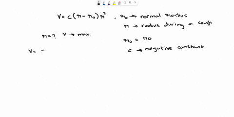 1-point-the-trachea-contracts-during-a-cough-to-increase-the-velocity-of-air-the-velocity-can-be-modeled-by-vcrr0r2vcrr0r2-where-r0ris-the-normal-radius-of-the-trachea-r-is-the-radius-during-51038