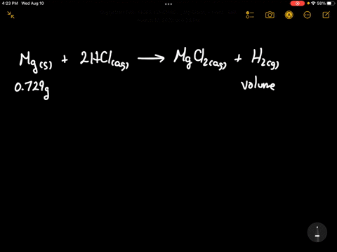 magnesium-reacts-with-hydrochloric-acid-to-produce-hydrogen-gas-according-to-the-following-equation-mgs-2-hclaq-mgcl2aq-h2g-if-0729-g-of-magnesium-is-reacted-completely-with-excess-hclaq-cal-70951