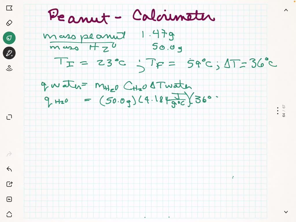 SOLVED A peanut was burned in a calorimeter and the following data was