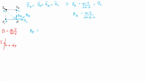 three-wires-sit-at-the-corners-of-a-squareall-carrying-currents-of-10-out-ofthe-screen-as-shown-below-calculate-the-magnitude-and-direction-of-the-total-magnetic-feld-at-the-other-corner-of-53866