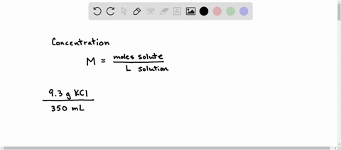 a-kcl-solution-was-prepared-by-dissolving-93g-of-kcl-in-sufficient-water-to-give-350ml-of-solution-what-is-the-concentration-m-of-the-newly-prepared-kcl-solution-20917