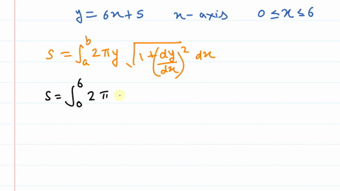 find-the-area-of-the-surface-generated-when-the-given-curve-is-revolved-about-the-given-axis-y-6x-5-for-0-xs6-about-the-x-axis-the-surface-area-is-square-units_-type-an-exact-answer-in-terms-84149