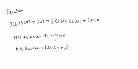 toluene-c6h5ch3-is-oxidized-by-air-under-carefully-controlled-conditions-to-benzoic-acid-c6h5co2h-which-is-used-to-prepare-the-food-preservative-sodium-benzoate-c6h5co2na-what-is-the-percent-32839