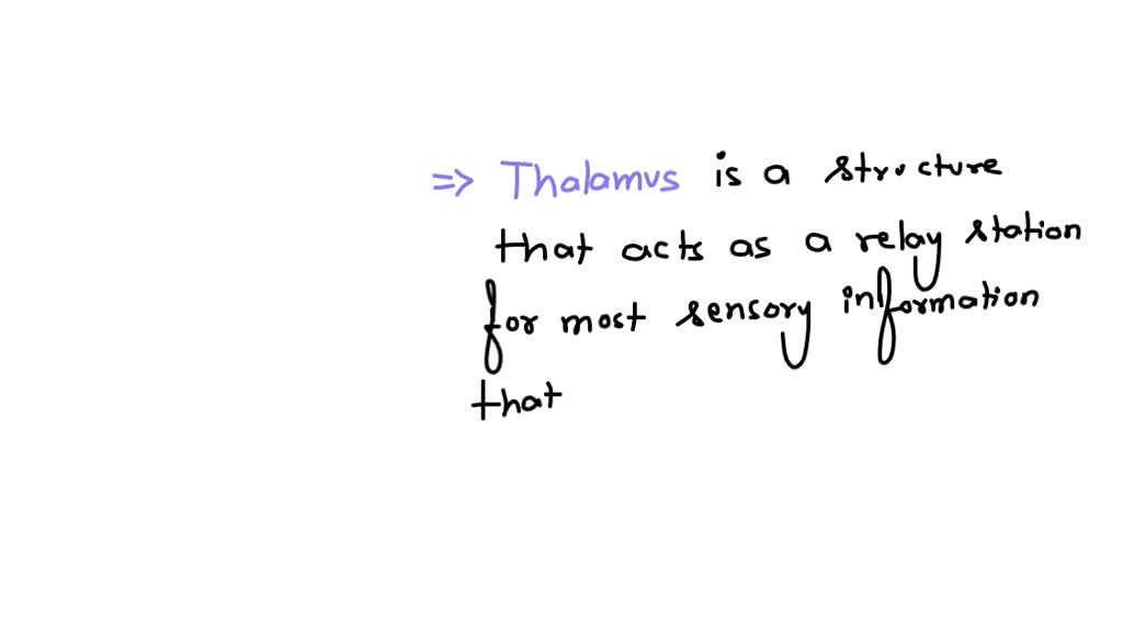 SOLVED The acts as a sensory relay station for signals arriving from sensory receptors that are