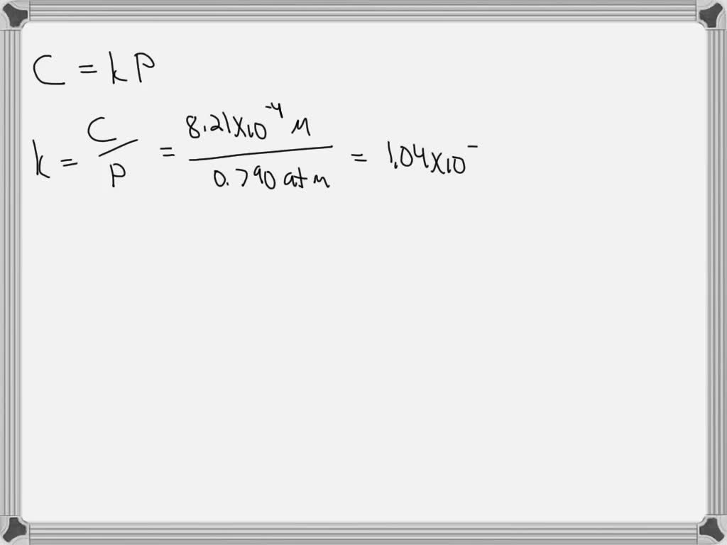 SOLVED: The solubility of nitrogen in water is 8.21 Ã— 10^-4 mol/L at ...