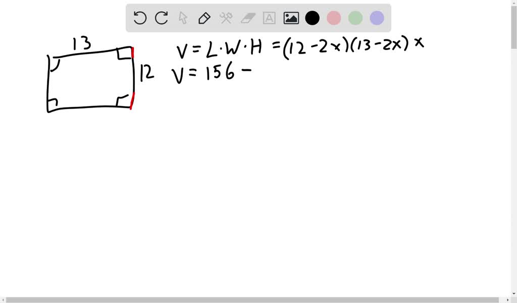 SOLVED 'Apiece of cardboard measuring 12 inches by 13 inches is formed into an opentop box by