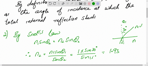1-the-critical-angle-is-defined-as-the-angle-of-incidence-at-which-the-total-internal-reflection-starts-to-occur-true-false-2-a-ray-of-light-is-traveling-through-air-at-an-angle-of-30-to-the-51866