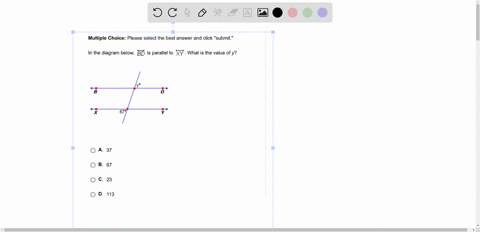 in-the-diagram-below-bd-is-parallel-to-xy-what-is-the-value-of-y-submit-question-6-of-10-multiple-choice-please-select-the-best-answer-and-click-submit-in-the-diagram-below-3d-is-parallel-to-96156