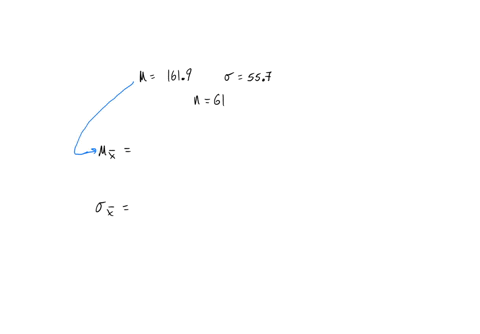 a-population-of-values-has-a-normal-distribution-with-16191619-and-557557-you-intend-to-draw-a-random-sample-of-size-n61n61-what-is-the-mean-of-the-distribution-of-sample-means-xx-enter-your-82633