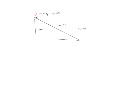 a-cyclist-is-coasting-at-18-ms-when-she-starts-down-a-450-m-long-slope-that-is-40-m-high-the-cyclist-and-her-bicycle-have-a-combined-mass-of-75-kg-a-steady-15-n-drag-force-due-to-air-resista-96174