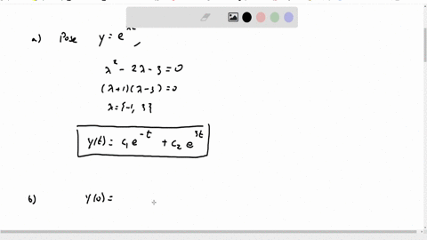 for-the-second-order-differential-equation-yprime-prime-2-yprime-3-y0-a-find-the-general-solution-yt-b-find-the-value-of-alpha-such-that-the-solution-in-part-a-satisfying-the-initial-condition-y0alpha
