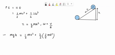 a solid sphere having mass m and radius r rolls down an inclined plane ...