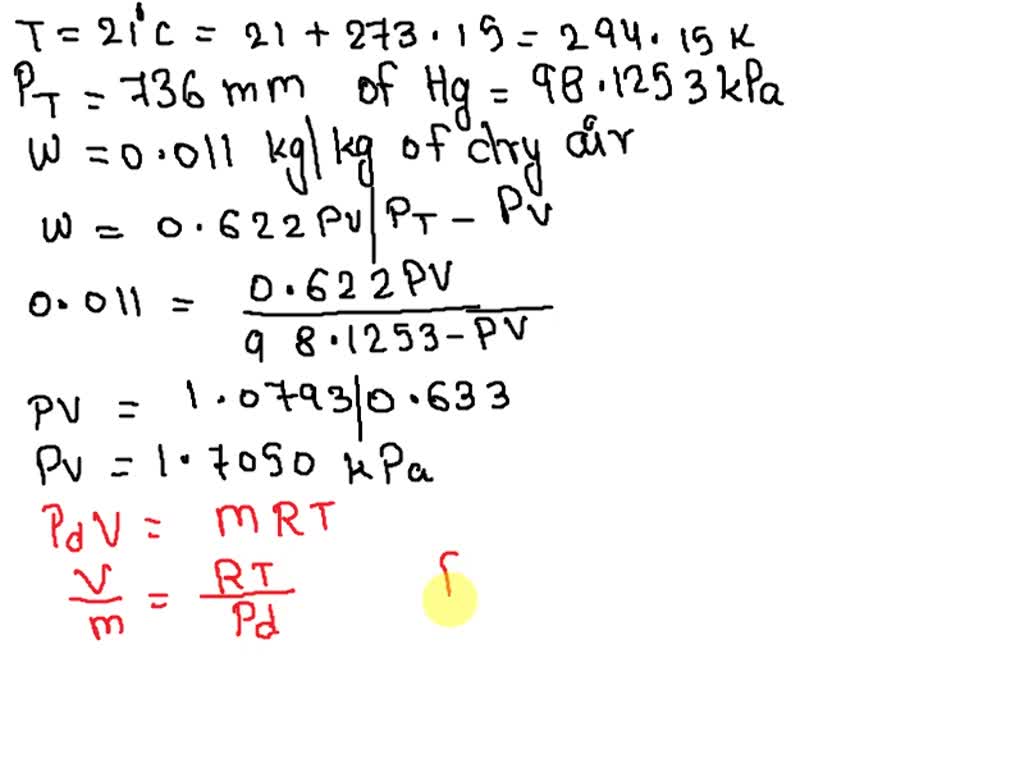 SOLVED: Please answer properly. A mixture of dry air and water vapor is ...