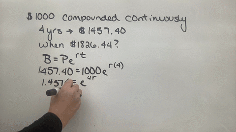 one-thousand-dollars-is-deposited-in-a-savings-account-where-the-interest-is-compounded-continuously-after-4-years-the-balance-will-be-145740-when-will-the-balance-be-182644-round-to-the-nearest-tenth