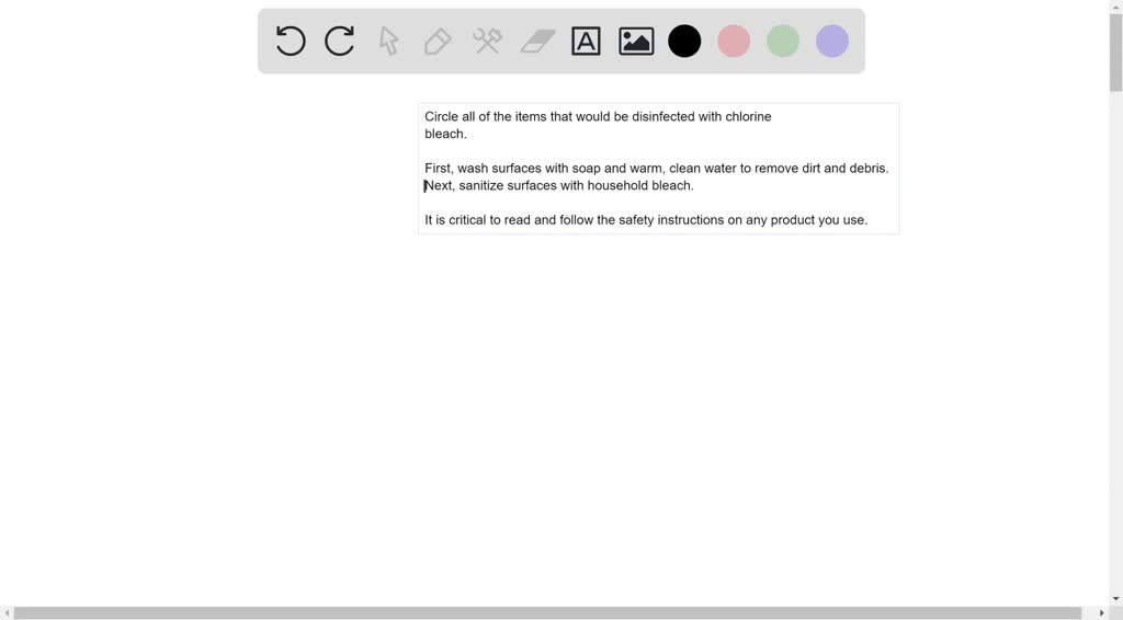 SOLVED Circle all of the items that would be disinfected with chlorine