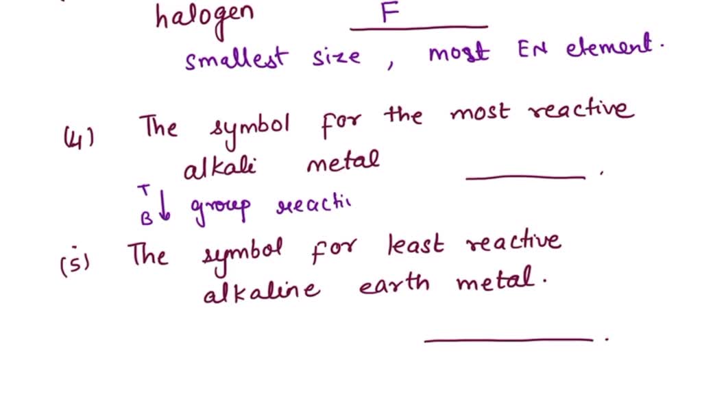 SOLVED: Fill in the blanks regarding different elements The symbol for