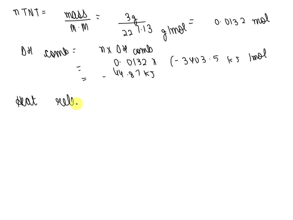 SOLVED: A 3.00 g sample of TNT (trinitrotoluene, C7H5N3O6) is placed in ...