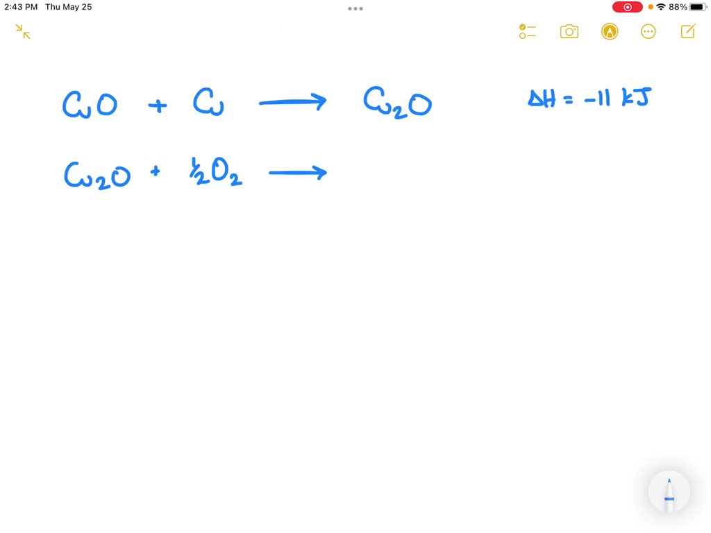 SOLVED: Calculate the ^H for the following reaction Cu + 1/2 O2 —— CuO ...