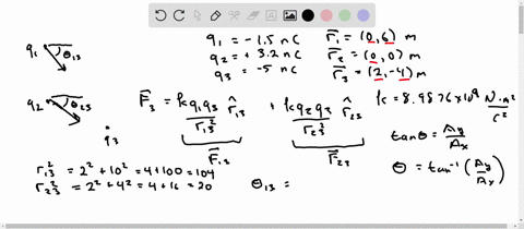 two-point-charges-are-placed-as-follows-charge-q1-150-nc-is-at-y-600-m-and-charge-q2-320-nc-is-at-the-origin-what-is-the-total-force-magnitude-and-direction-exerted-by-these-two-charges-on-a-28015