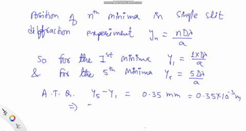 First Diffraction Minimum The distance between the first and fifth minima of a single-slit ...