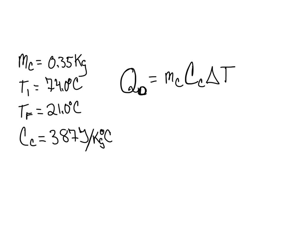 SOLVED: The specific heat of copper is 387 J/kg°C. The temperature of a ...