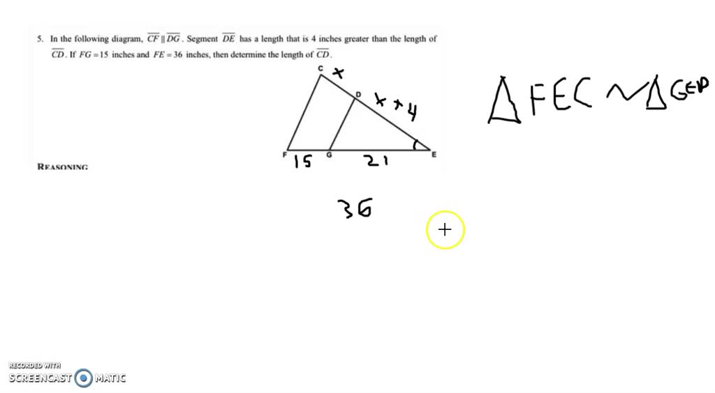 SOLVED: In the following diagram; CF Il DG . Segment DE has length that ...