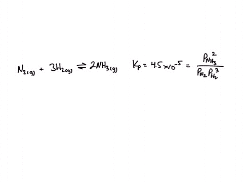 the-value-of-equilibrium-constant-kp-for-the-formation-of-ammonia-nzg-3hzg-2nhzlg-is-45x-105-at-450-c-what-is-the-value-of-kp-at-450-c-for-the-following-reaction-2nhg-nzg-3hzg-23837