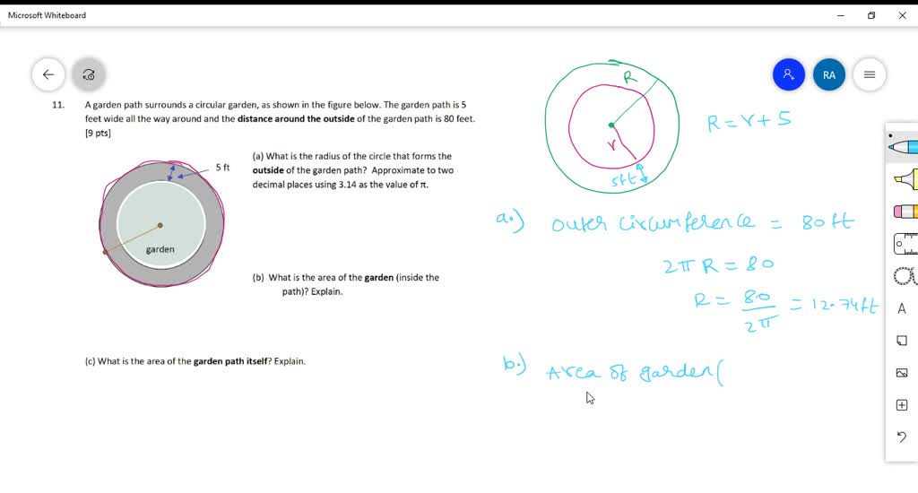 Solved: The Figure Represents A 5-foot-wide Circular Walkway That Is 