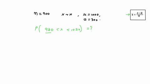 a-sample-of-n-900-observations-is-drawn-from-population-that-is-normally-distributed-with-mean-v-1-000-and-0-300-find-the-following-probabilities-p98ox-1020-is-8400-9544-8406-1574-81813