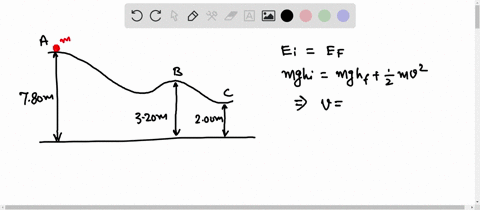 the-figure-below-shows-block-with-mass-of-630-kg-that-starts-from-rest-at-point-and-slides-on-track-with-negligible-friction_-point-height-of-ha-780-200-what-the-block-speed-point-in-ms-ms-w-69338