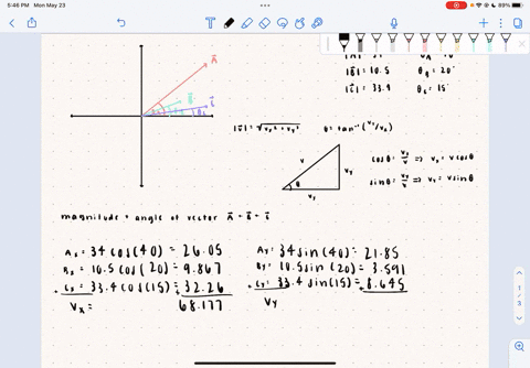 (11%) Problem 2: Consider the three vectors shown in the figure. They ...