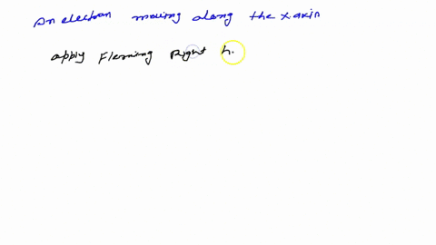 an-electron-moving-along-the-x-axis-enters-a-magnetic-field-if-the-electron-experiences-a-magnetic-deflection-in-the-y-direction-then-the-magnetic-field-must-have-a-component-a-along-the-z-a-69531