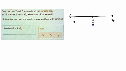 suppose-that-y-and-z-are-points-on-the-number-line-if-yz9-and-z-lies-at-13-where-could-y-be-located-if-there-is-more-than-one-location-separate-them-with-commas-locations-of-y-6-86086