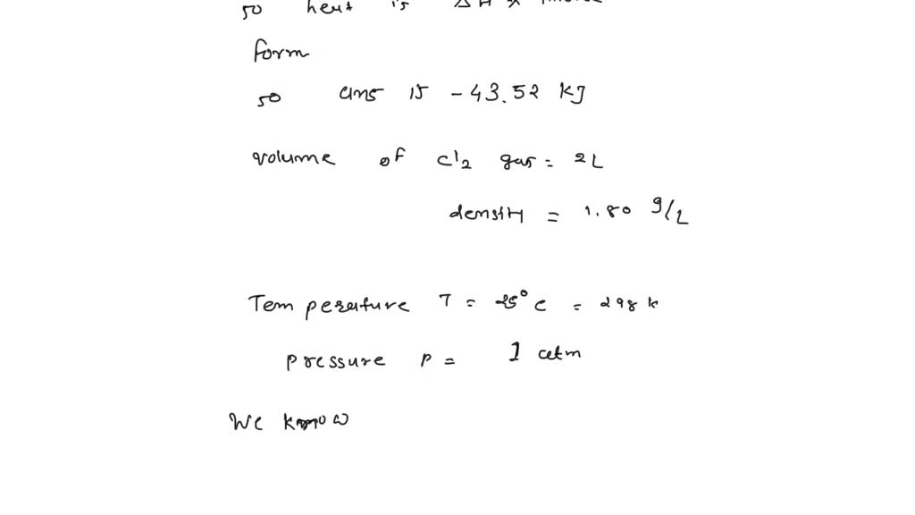 SOLVED Excess sodium is reacted with 2.00 L Of chlorine gas that has