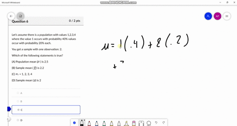question-6-0-2-pts-lets-assume-there-is-a-population-with-values-1234-where-the-value-1-occurs-with-probability-40-values-occur-with-probability-20-each_-you-get-sample-with-one-observation-36417