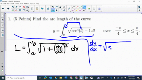 1-5-points-find-the-arc-length-of-the-curve-yint_0x-sqrtsec-4t-1-d-t-quad-text-over-quad-frac-pi4-leq-x-leq-fracpi4