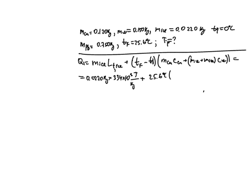 an-insulated-container-made-of-copper-has-a-mass-of-0120-kg-the-container-is-filled-with-0150-kg-of-water-and-00220-kg-of-ice-in-thermal-equilibrium-at-0c-a-0750-kg-lead-block-that-has-been-01111