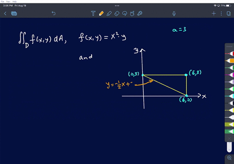 compute-the-double-integral-of-fxy-x-y-over-the-given-shaded-domain-in-the-figure-assume-that-a-3-use-decimal-notation-give-your-answer-to-one-decimal-place-xlyda-77746